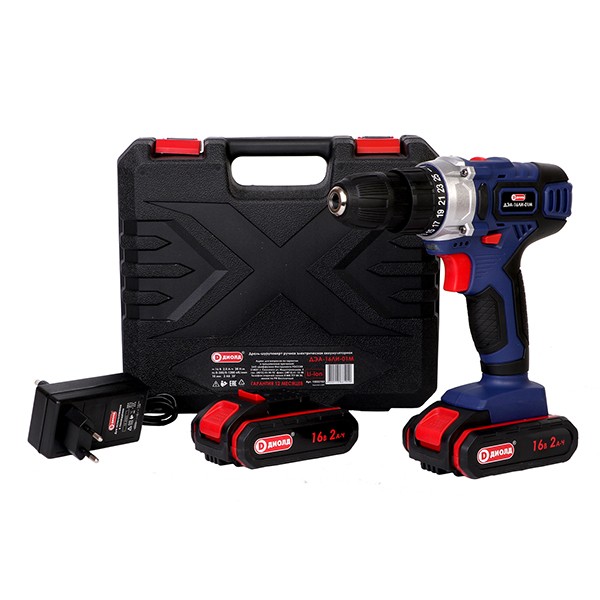 Дрель-шуруповерт ручная электрическая аккумуляторная, 16 В, 0-350/0-1200 об/мин, 38 Нм