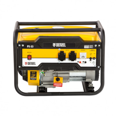 Генератор бензиновый PS-33, 3,3 кВт, 230В, 15л, ручной стартер// Denzel