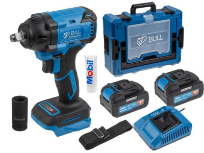 Аккум. ударный гайковерт BULL SC 1804 Xcase, XLTpro, БЕСЩЕТ., 18 В, 400 Н*м, 1/2", 2х4 А*ч, з/у 4 А