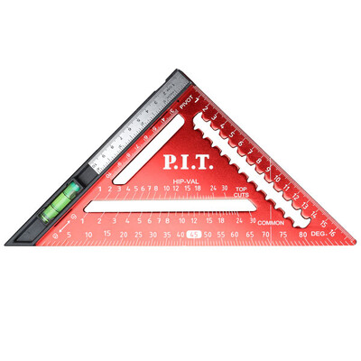 Угольник Свенсона метрический плотницкий с пузырьковым уровнем P.I.T. HSQR04-0180B (180 мм, магнит)