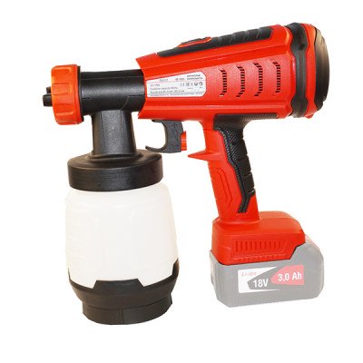 Краскопульт аккумуляторный, 18 В, 0,1-0,2 бар, 1 л/мин, бак 800 мл