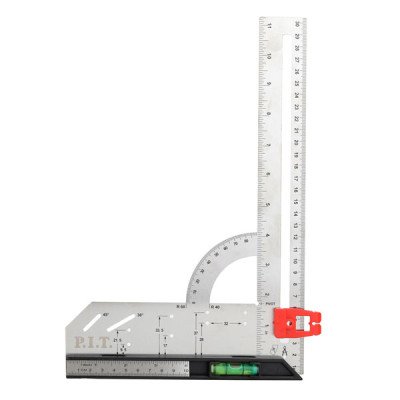 Угольник разметочный магнитный с пузырьковым уровнем P.I.T. DRUA HSQR03-0300 (300мм, транспортир)