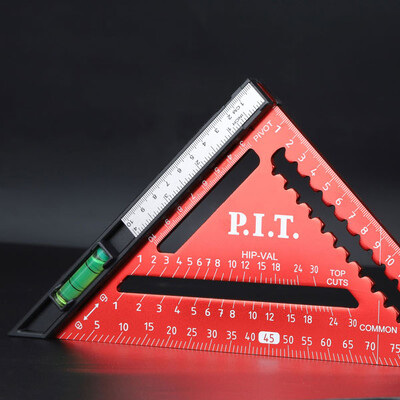 Угольник Свенсона метрический плотницкий с пузырьковым уровнем P.I.T. HSQR04-0180B (180 мм, магнит)