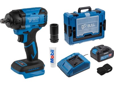 Аккум. ударный гайковерт BULL SC 1804 Xcase XLTpro БЕСЩЕТ., 18 В, 400 Н*м, 1/2", 1х4 А*ч, з/у 4 А