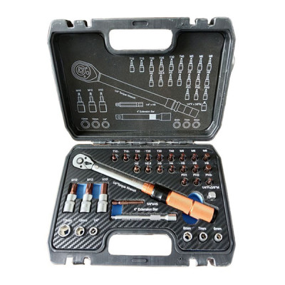 Набор торцевых головок и бит с динамометрическим ключом (31 предмет, 1/4", 5-25 Нм)