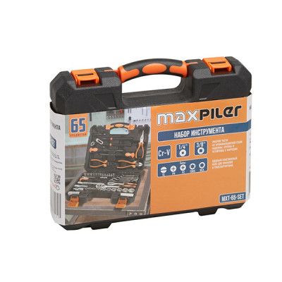 Набор инструментов MaxPiler, 65 предметов, 3/8" и 1/4", CrV
