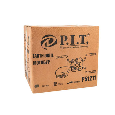 Мотобур 2-х тактный, 2,2 кВт, об/двиг 63 см, 8000 об/мин, четырех-ручный, бак 1.2л