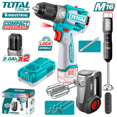 Дрель-шуруповерт с миксером и блендером TOTAL TCKLI1638