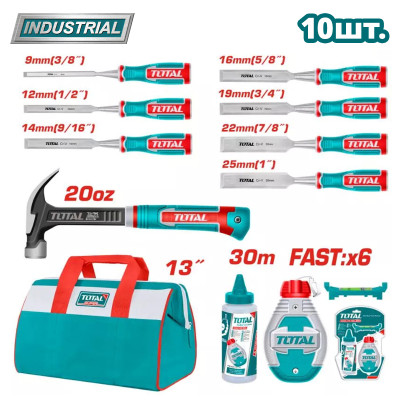 Набор инструментов для деревообработки TOTAL TOS230906 (10 предметов)