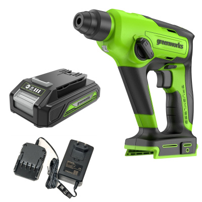 Перфоратор аккумуляторный Greenworks 24V GD24SDS1K2 (1хАКБ 2Ач и ЗУ) 1.2Дж