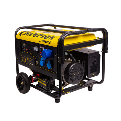 Генератор, бензин+газ 5/5,5 кВт, 16 л.с., 25 л, 12 В, эл.стартер, счетчик колеса