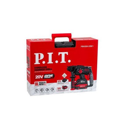Перфоратор аккумуляторный бесщеточный, 20 В, 22 мм, 1,8 Дж, 3-х реж, 2 АКБ 4 Ач, ЗУ, кейс PIT